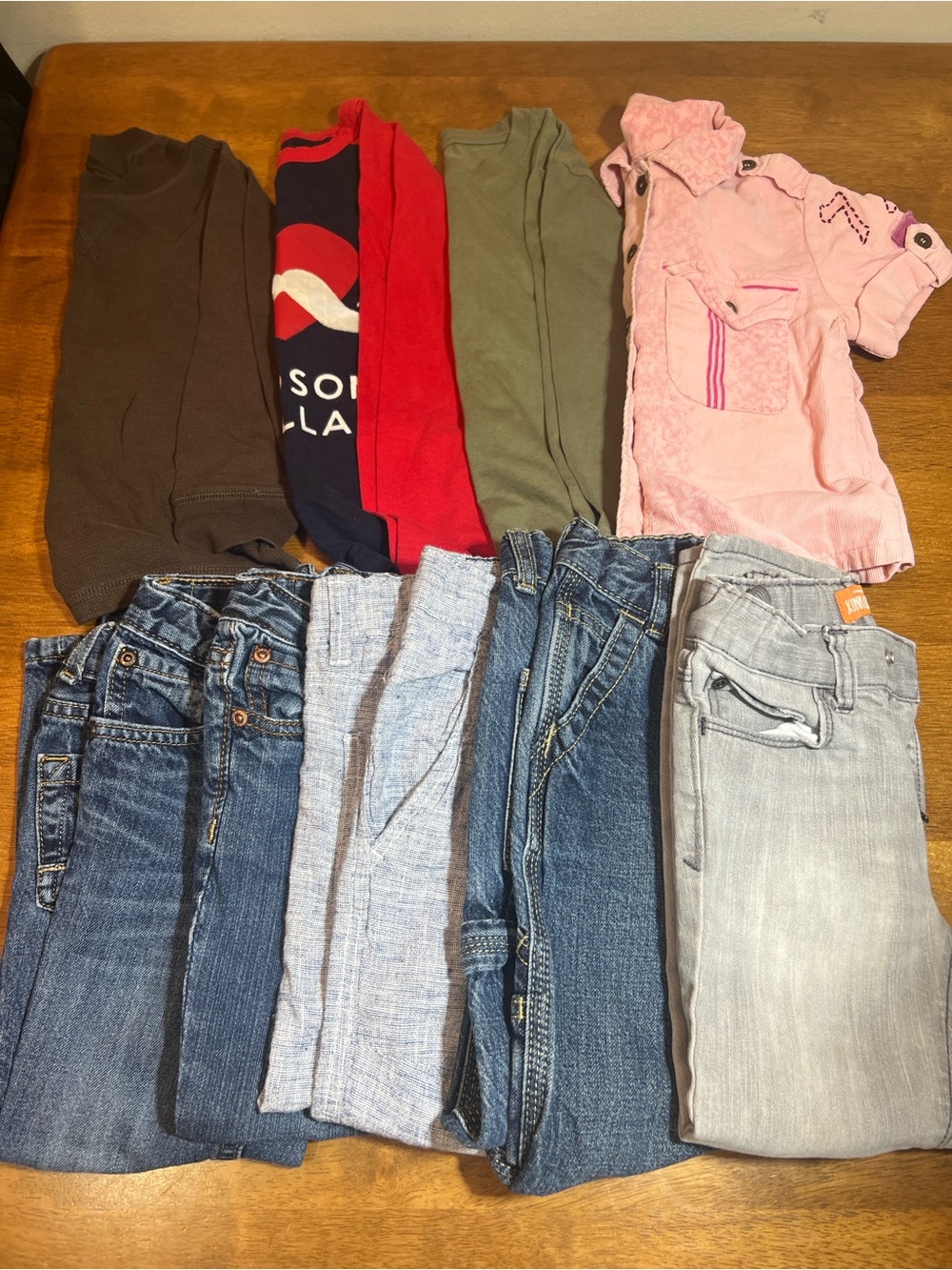 Kids Denim jeans and shirts Bundle -Blue, Gray Size 4Y